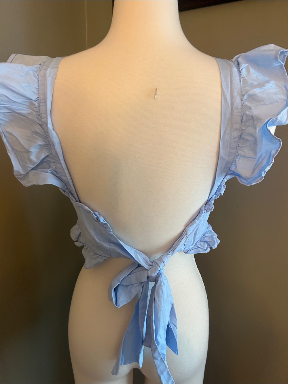 Altar'd State Light Blue Smocked Ruffle Crop - Picture 3 of 3